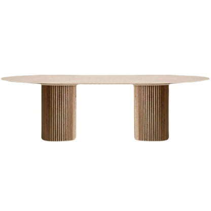 Oval Double Pedestal Modern Dining Table White Fixed Table with Solid Wood Without Chairs Clearhalo ' dining_table' 'Dining Tables & Seating' 'Dining Tables' 'furn' 'furn_dining_table' 'Furniture' 'furniture_dining_table' 'Kitchen & Dining Furniture' 'kitchen&dining_furn' 'kitchen' 'kitchen_dining_table' 3643162