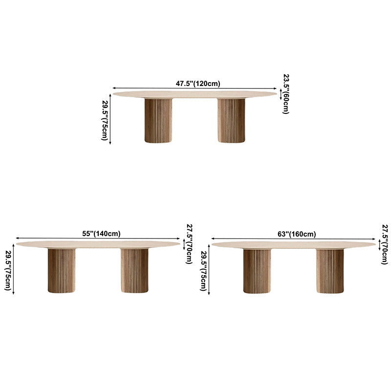 Oval Double Pedestal Modern Dining Table White Fixed Table with Solid Wood Clearhalo ' dining_table' 'Dining Tables & Seating' 'Dining Tables' 'furn' 'furn_dining_table' 'Furniture' 'furniture_dining_table' 'Kitchen & Dining Furniture' 'kitchen&dining_furn' 'kitchen' 'kitchen_dining_table' 3643163