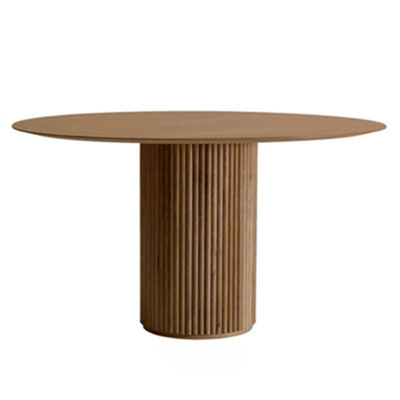 Contemporary Round Dining Table Ash Solid Wood Table with Pedestal Base for Dining Room Brown Without Chairs Clearhalo ' dining_table' 'Dining Tables & Seating' 'Dining Tables' 'furn' 'furn_dining_table' 'Furniture' 'furniture_dining_table' 'Kitchen & Dining Furniture' 'kitchen&dining_furn' 'kitchen' 'kitchen_dining_table' 3643248