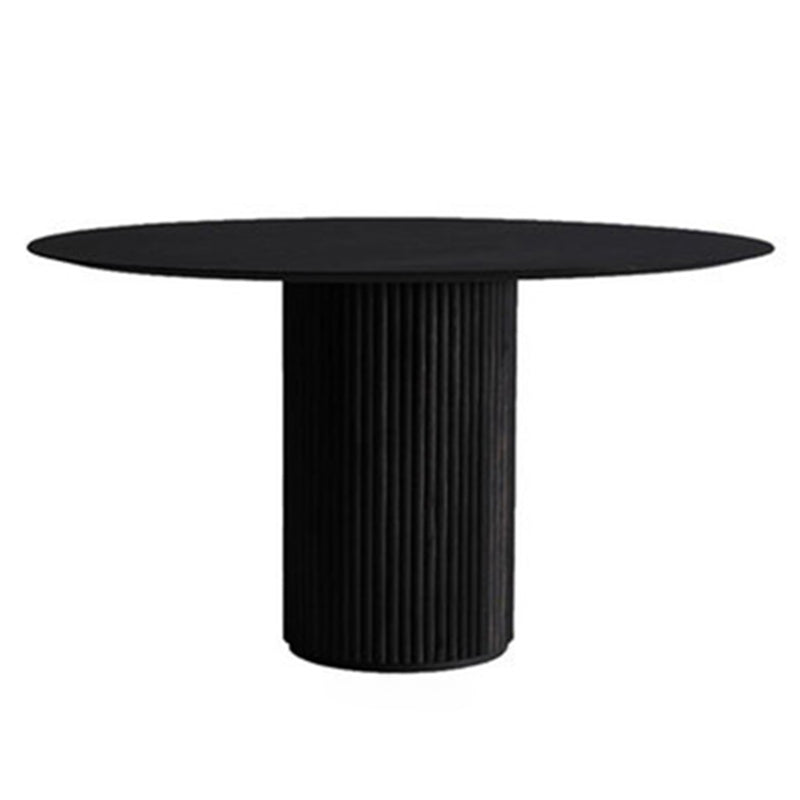 Contemporary Round Dining Table Ash Solid Wood Table with Pedestal Base for Dining Room Black Without Chairs Clearhalo ' dining_table' 'Dining Tables & Seating' 'Dining Tables' 'furn' 'furn_dining_table' 'Furniture' 'furniture_dining_table' 'Kitchen & Dining Furniture' 'kitchen&dining_furn' 'kitchen' 'kitchen_dining_table' 3643251
