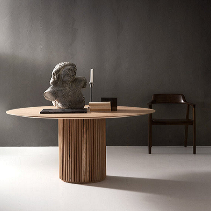 Contemporary Round Dining Table Ash Solid Wood Table with Pedestal Base for Dining Room Clearhalo ' dining_table' 'Dining Tables & Seating' 'Dining Tables' 'furn' 'furn_dining_table' 'Furniture' 'furniture_dining_table' 'Kitchen & Dining Furniture' 'kitchen&dining_furn' 'kitchen' 'kitchen_dining_table' 3643257