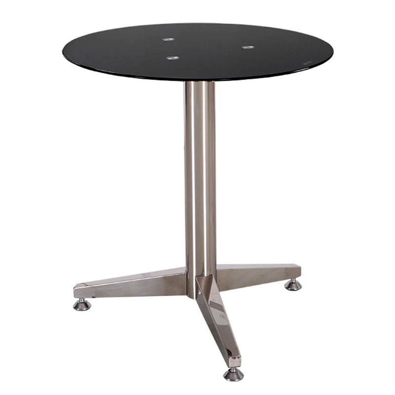 Clear Tempered Glass Dining Table Contemporary Dining Site Table with Tripod Base Black Without Chairs Clearhalo ' dining_table' 'Dining Tables & Seating' 'Dining Tables' 'furn' 'furn_dining_table' 'Furniture' 'furniture_dining_table' 'Kitchen & Dining Furniture' 'kitchen&dining_furn' 'kitchen' 'kitchen_dining_table' 3643262