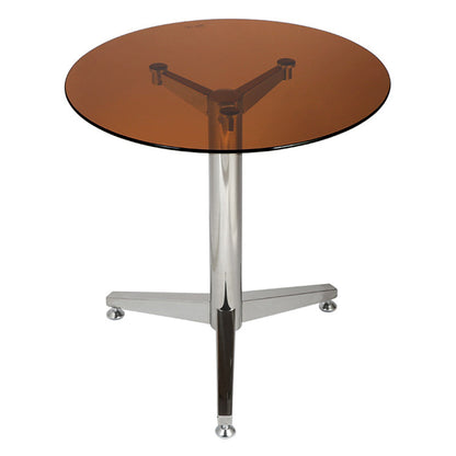 Clear Tempered Glass Dining Table Contemporary Dining Site Table with Tripod Base Brown Without Chairs Clearhalo ' dining_table' 'Dining Tables & Seating' 'Dining Tables' 'furn' 'furn_dining_table' 'Furniture' 'furniture_dining_table' 'Kitchen & Dining Furniture' 'kitchen&dining_furn' 'kitchen' 'kitchen_dining_table' 3643266