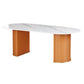 Contemporary Oval Dining Table Sintered Stone Dining Table with Double Pedestal for Dining Room White Orange Clearhalo ' dining_table' 'Dining Tables & Seating' 'Dining Tables' 'furn' 'furn_dining_table' 'Furniture' 'furniture_dining_table' 'Kitchen & Dining Furniture' 'kitchen&dining_furn' 'kitchen' 'kitchen_dining_table' 3643303