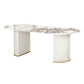 Contemporary Oval Dining Table Sintered Stone Dining Table with Double Pedestal for Dining Room Gray White Clearhalo ' dining_table' 'Dining Tables & Seating' 'Dining Tables' 'furn' 'furn_dining_table' 'Furniture' 'furniture_dining_table' 'Kitchen & Dining Furniture' 'kitchen&dining_furn' 'kitchen' 'kitchen_dining_table' 3643304