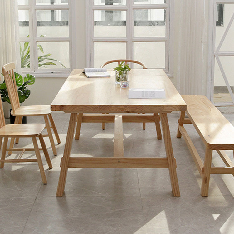 Rectangle Pine Solid Wood Table Modern Indoor Dining Table with Trestle Base for Restaurant Clearhalo ' dining_table' 'Dining Tables & Seating' 'Dining Tables' 'furn' 'furn_dining_table' 'Furniture' 'furniture_dining_table' 'Kitchen & Dining Furniture' 'kitchen&dining_furn' 'kitchen' 'kitchen_dining_table' 3643320