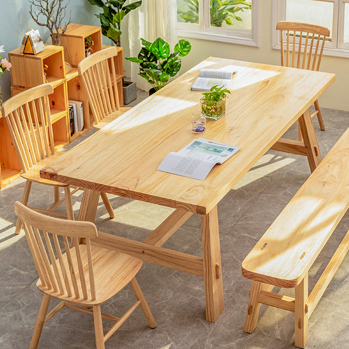 Rectangle Pine Solid Wood Table Modern Indoor Dining Table with Trestle Base for Restaurant Clearhalo ' dining_table' 'Dining Tables & Seating' 'Dining Tables' 'furn' 'furn_dining_table' 'Furniture' 'furniture_dining_table' 'Kitchen & Dining Furniture' 'kitchen&dining_furn' 'kitchen' 'kitchen_dining_table' 3643323