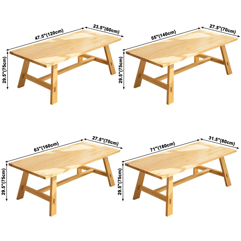 Rectangle Pine Solid Wood Table Modern Indoor Dining Table with Trestle Base for Restaurant Clearhalo ' dining_table' 'Dining Tables & Seating' 'Dining Tables' 'furn' 'furn_dining_table' 'Furniture' 'furniture_dining_table' 'Kitchen & Dining Furniture' 'kitchen&dining_furn' 'kitchen' 'kitchen_dining_table' 3643327