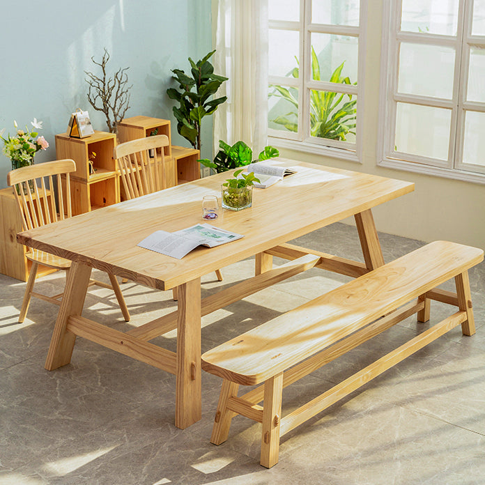 Rectangle Pine Solid Wood Table Modern Indoor Dining Table with Trestle Base for Restaurant Clearhalo ' dining_table' 'Dining Tables & Seating' 'Dining Tables' 'furn' 'furn_dining_table' 'Furniture' 'furniture_dining_table' 'Kitchen & Dining Furniture' 'kitchen&dining_furn' 'kitchen' 'kitchen_dining_table' 3643330