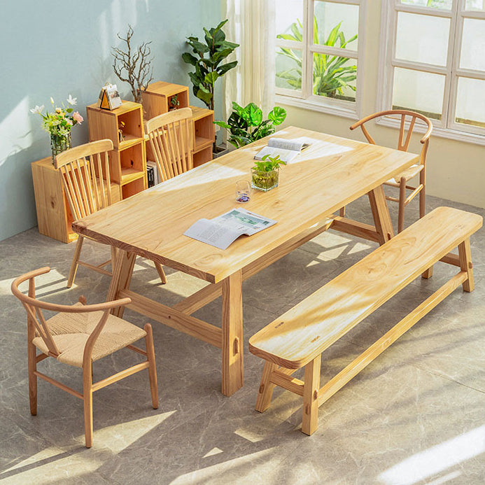 Rectangle Pine Solid Wood Table Modern Indoor Dining Table with Trestle Base for Restaurant Clearhalo ' dining_table' 'Dining Tables & Seating' 'Dining Tables' 'furn' 'furn_dining_table' 'Furniture' 'furniture_dining_table' 'Kitchen & Dining Furniture' 'kitchen&dining_furn' 'kitchen' 'kitchen_dining_table' 3643331