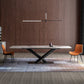 Metal Contemporary Rectangle Table Sintered Stone Dining Table with Pedestal Base Clearhalo ' dining_table' 'Dining Tables & Seating' 'Dining Tables' 'furn' 'furn_dining_table' 'Furniture' 'furniture_dining_table' 'Kitchen & Dining Furniture' 'kitchen&dining_furn' 'kitchen' 'kitchen_dining_table' 3643334