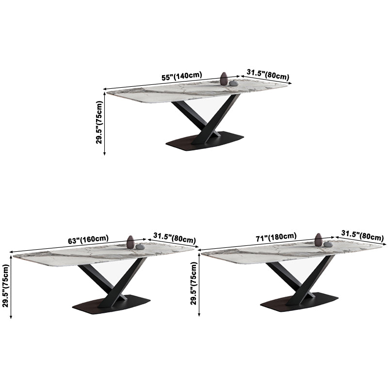 Metal Contemporary Rectangle Table Sintered Stone Dining Table with Pedestal Base Clearhalo ' dining_table' 'Dining Tables & Seating' 'Dining Tables' 'furn' 'furn_dining_table' 'Furniture' 'furniture_dining_table' 'Kitchen & Dining Furniture' 'kitchen&dining_furn' 'kitchen' 'kitchen_dining_table' 3643338