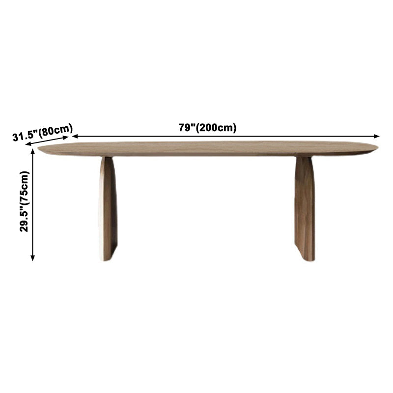 Contemporary Style Home Solid Wood Oval Dining Table with Double Pedestal Clearhalo ' dining_table' 'Dining Tables & Seating' 'Dining Tables' 'furn' 'furn_dining_table' 'Furniture' 'furniture_dining_table' 'Kitchen & Dining Furniture' 'kitchen&dining_furn' 'kitchen' 'kitchen_dining_table' 3643355
