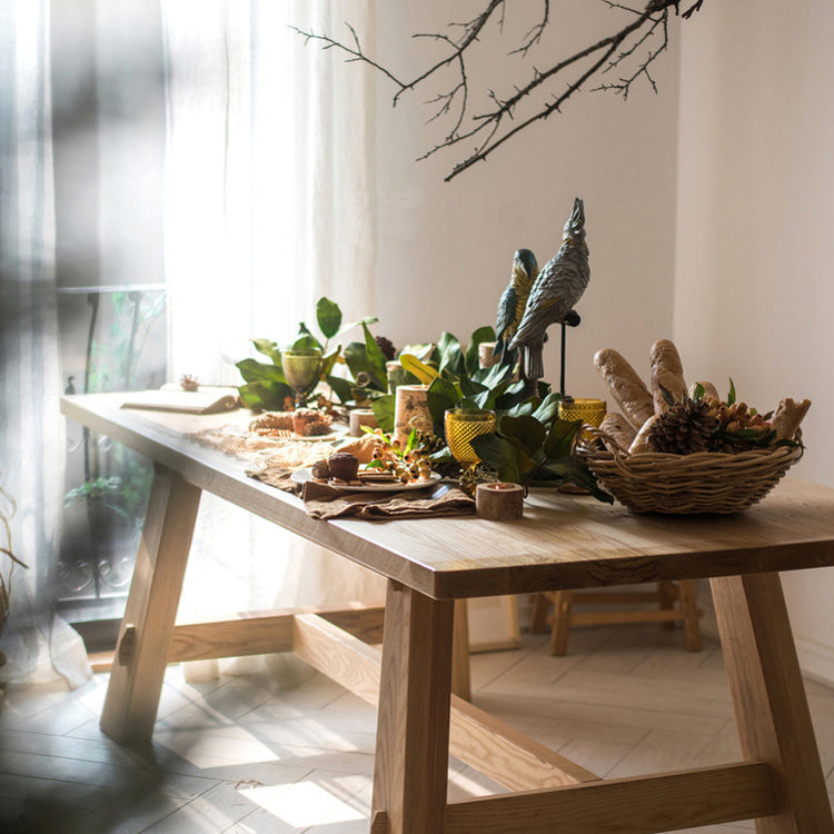 Rectangle Pine Solid Wood Table Minimalist Dining Table with Trestle Base for Restaurant Clearhalo ' dining_table' 'Dining Tables & Seating' 'Dining Tables' 'furn' 'furn_dining_table' 'Furniture' 'furniture_dining_table' 'Kitchen & Dining Furniture' 'kitchen&dining_furn' 'kitchen' 'kitchen_dining_table' 3643378