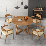 Round Dining Table Simplicity Dinner Room Solid Wood Table with Sled Base Clearhalo ' dining_table' 'Dining Tables & Seating' 'Dining Tables' 'furn' 'furn_dining_table' 'Furniture' 'furniture_dining_table' 'Kitchen & Dining Furniture' 'kitchen&dining_furn' 'kitchen' 'kitchen_dining_table' 3643382