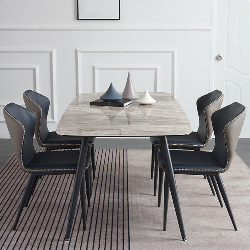 Metal Contemporary Rectangular Table Sintered Stone Top Dining Table with 4 Legs Clearhalo ' dining_table' 'Dining Tables & Seating' 'Dining Tables' 'furn' 'furn_dining_table' 'Furniture' 'furniture_dining_table' 'Kitchen & Dining Furniture' 'kitchen&dining_furn' 'kitchen' 'kitchen_dining_table' 3643389
