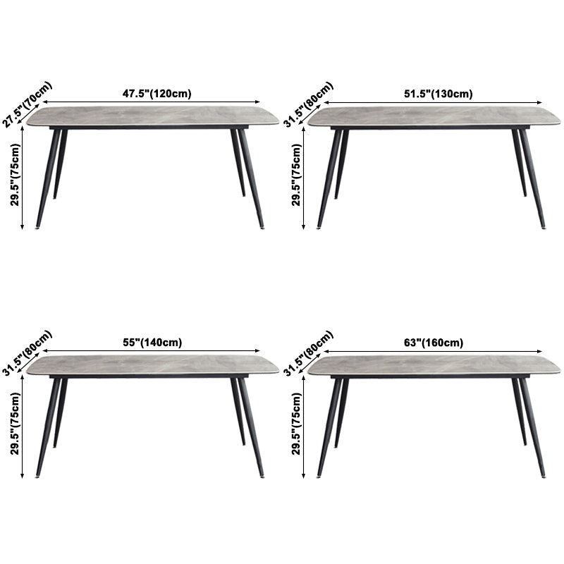 Metal Contemporary Rectangular Table Sintered Stone Top Dining Table with 4 Legs Clearhalo ' dining_table' 'Dining Tables & Seating' 'Dining Tables' 'furn' 'furn_dining_table' 'Furniture' 'furniture_dining_table' 'Kitchen & Dining Furniture' 'kitchen&dining_furn' 'kitchen' 'kitchen_dining_table' 3643395