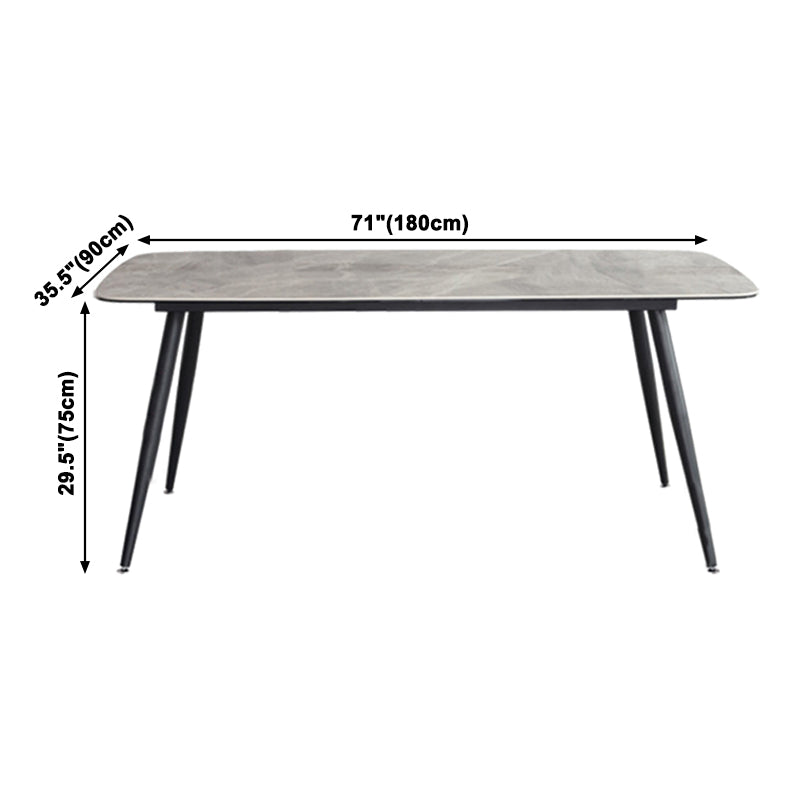 Metal Contemporary Rectangular Table Sintered Stone Top Dining Table with 4 Legs Clearhalo ' dining_table' 'Dining Tables & Seating' 'Dining Tables' 'furn' 'furn_dining_table' 'Furniture' 'furniture_dining_table' 'Kitchen & Dining Furniture' 'kitchen&dining_furn' 'kitchen' 'kitchen_dining_table' 3643396