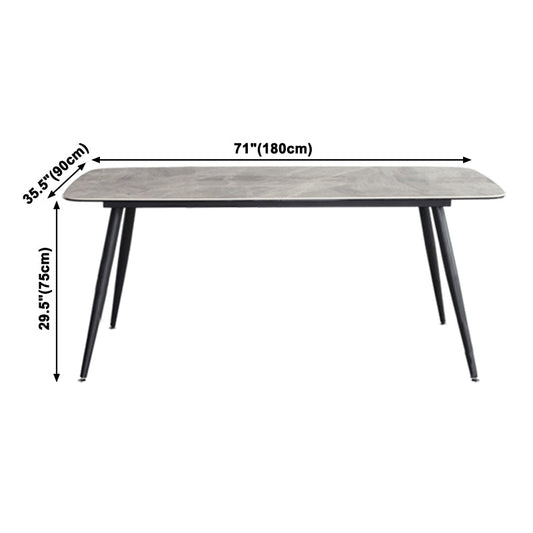 Metal Contemporary Rectangular Table Sintered Stone Top Dining Table with 4 Legs