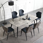 Metal Contemporary Rectangular Table Sintered Stone Top Dining Table with 4 Legs Clearhalo ' dining_table' 'Dining Tables & Seating' 'Dining Tables' 'furn' 'furn_dining_table' 'Furniture' 'furniture_dining_table' 'Kitchen & Dining Furniture' 'kitchen&dining_furn' 'kitchen' 'kitchen_dining_table' 3643398