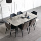 Metal Contemporary Rectangular Table Sintered Stone Top Dining Table with 4 Legs Clearhalo ' dining_table' 'Dining Tables & Seating' 'Dining Tables' 'furn' 'furn_dining_table' 'Furniture' 'furniture_dining_table' 'Kitchen & Dining Furniture' 'kitchen&dining_furn' 'kitchen' 'kitchen_dining_table' 3643400
