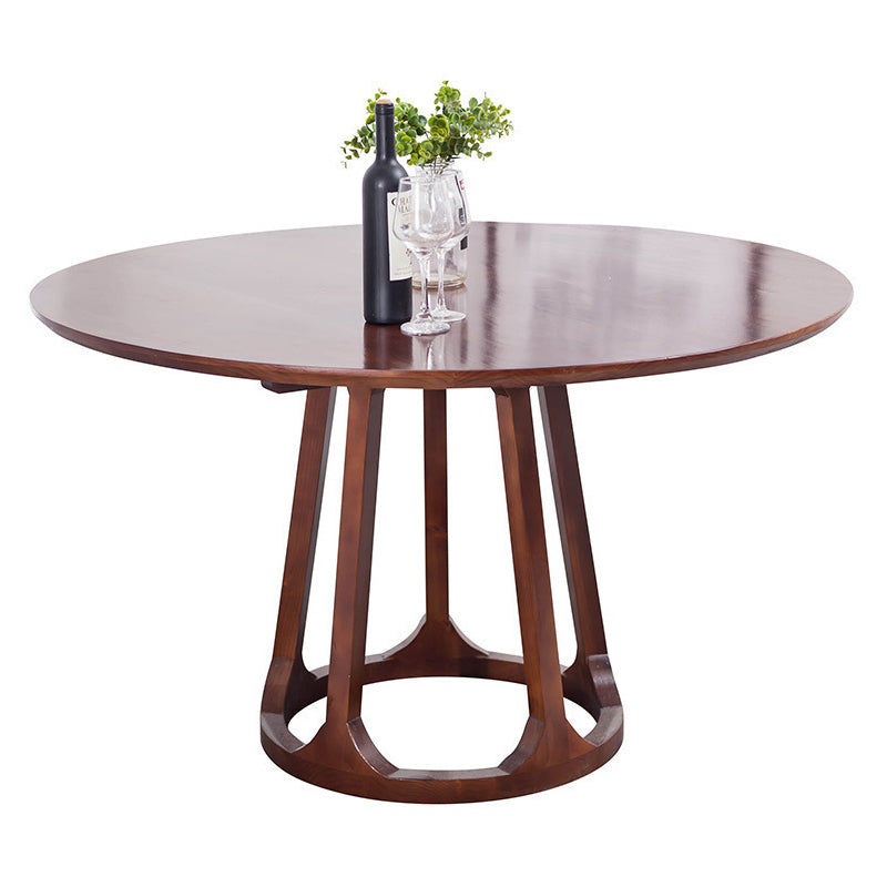Simplicity Home Solid Wood Dining Table Round Shape Dining Table with Pedestal Base Without Chairs Clearhalo ' dining_table' 'Dining Tables & Seating' 'Dining Tables' 'furn' 'furn_dining_table' 'Furniture' 'furniture_dining_table' 'Kitchen & Dining Furniture' 'kitchen&dining_furn' 'kitchen' 'kitchen_dining_table' 3643434