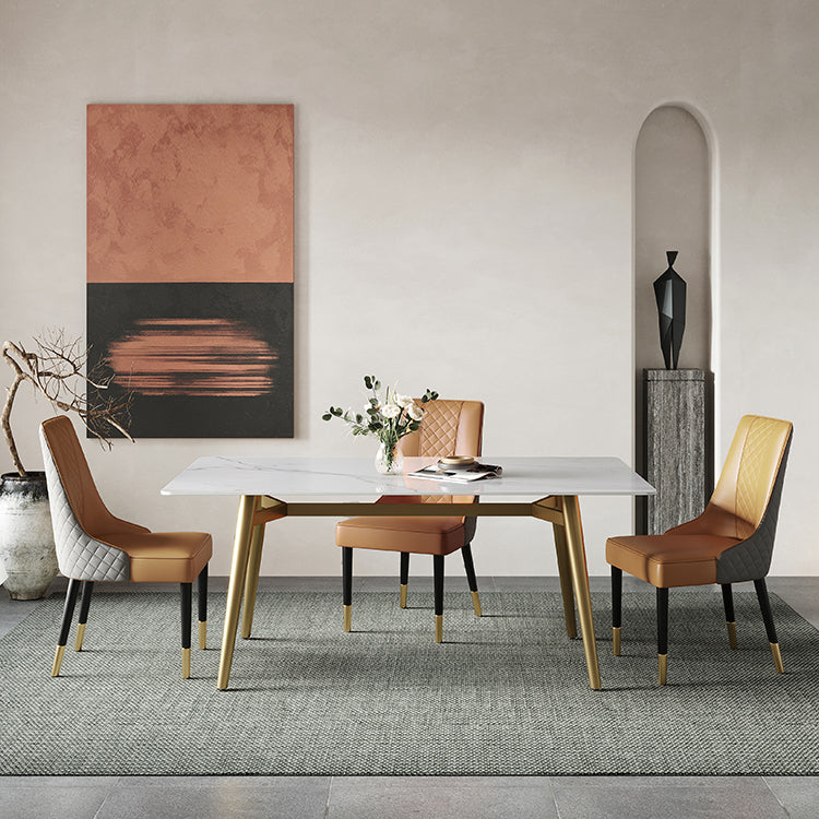Metal Contemporary Rectangular Dining Table Sintered Stone Dining Table with Trestle Base Clearhalo ' dining_table' 'Dining Tables & Seating' 'Dining Tables' 'furn' 'furn_dining_table' 'Furniture' 'furniture_dining_table' 'Kitchen & Dining Furniture' 'kitchen&dining_furn' 'kitchen' 'kitchen_dining_table' 3643441