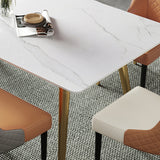Metal Contemporary Rectangular Dining Table Sintered Stone Dining Table with Trestle Base Clearhalo ' dining_table' 'Dining Tables & Seating' 'Dining Tables' 'furn' 'furn_dining_table' 'Furniture' 'furniture_dining_table' 'Kitchen & Dining Furniture' 'kitchen&dining_furn' 'kitchen' 'kitchen_dining_table' 3643448