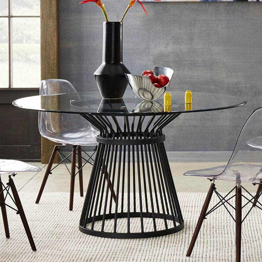 Round Transparent Dining Table Pine Glass Table Modern Style with Pedestal Clearhalo ' dining_table' 'Dining Tables & Seating' 'Dining Tables' 'furn' 'furn_dining_table' 'Furniture' 'furniture_dining_table' 'Kitchen & Dining Furniture' 'kitchen&dining_furn' 'kitchen' 'kitchen_dining_table' 3643451