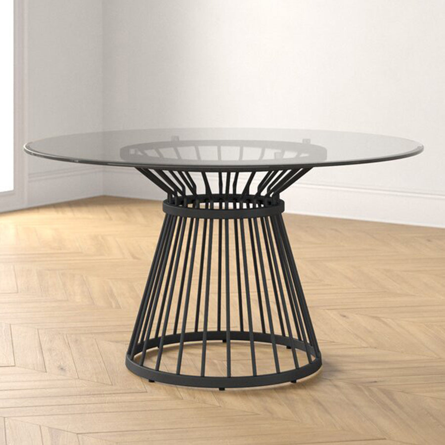 Round Transparent Dining Table Pine Glass Table Modern Style with Pedestal Clearhalo ' dining_table' 'Dining Tables & Seating' 'Dining Tables' 'furn' 'furn_dining_table' 'Furniture' 'furniture_dining_table' 'Kitchen & Dining Furniture' 'kitchen&dining_furn' 'kitchen' 'kitchen_dining_table' 3643453