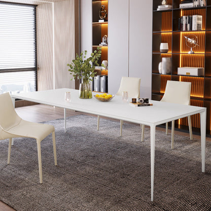 Modern Rectangle Dining Table Sintered Stone Dining Table with 4 White Legs Without Chairs Clearhalo ' dining_table' 'Dining Tables & Seating' 'Dining Tables' 'furn' 'furn_dining_table' 'Furniture' 'furniture_dining_table' 'Kitchen & Dining Furniture' 'kitchen&dining_furn' 'kitchen' 'kitchen_dining_table' 3643458
