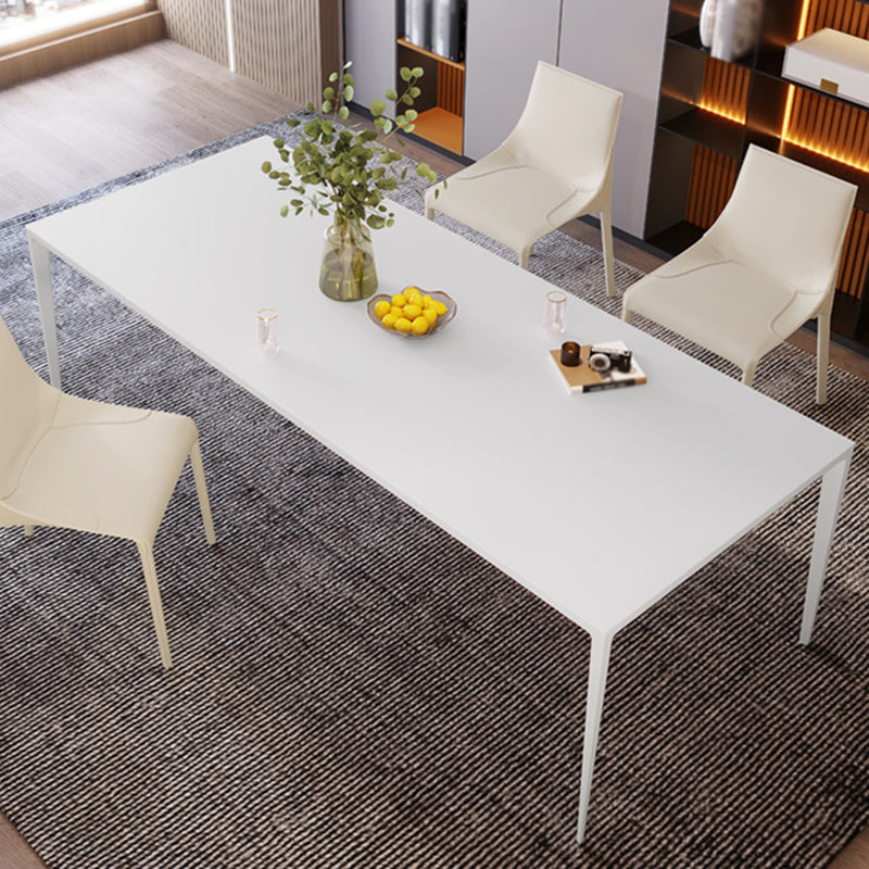 Modern Rectangle Dining Table Sintered Stone Dining Table with 4 White Legs Clearhalo ' dining_table' 'Dining Tables & Seating' 'Dining Tables' 'furn' 'furn_dining_table' 'Furniture' 'furniture_dining_table' 'Kitchen & Dining Furniture' 'kitchen&dining_furn' 'kitchen' 'kitchen_dining_table' 3643459