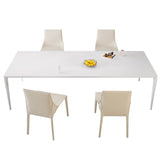Modern Rectangle Dining Table Sintered Stone Dining Table with 4 White Legs Clearhalo ' dining_table' 'Dining Tables & Seating' 'Dining Tables' 'furn' 'furn_dining_table' 'Furniture' 'furniture_dining_table' 'Kitchen & Dining Furniture' 'kitchen&dining_furn' 'kitchen' 'kitchen_dining_table' 3643461