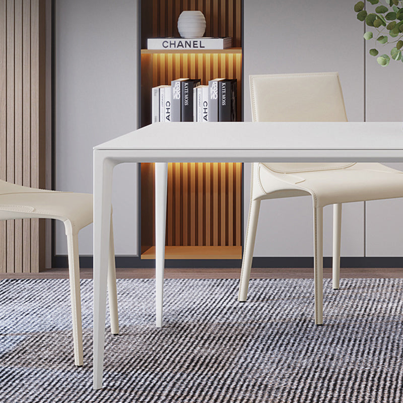 Modern Rectangle Dining Table Sintered Stone Dining Table with 4 White Legs Clearhalo ' dining_table' 'Dining Tables & Seating' 'Dining Tables' 'furn' 'furn_dining_table' 'Furniture' 'furniture_dining_table' 'Kitchen & Dining Furniture' 'kitchen&dining_furn' 'kitchen' 'kitchen_dining_table' 3643466