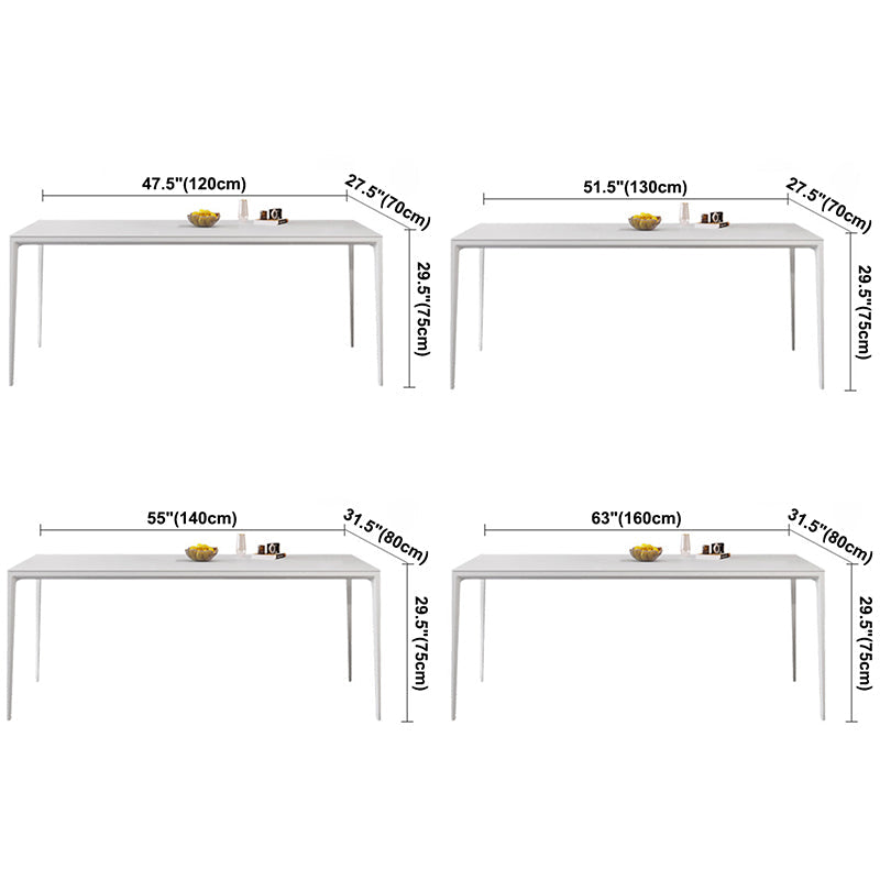 Modern Rectangle Dining Table Sintered Stone Dining Table with 4 White Legs Clearhalo ' dining_table' 'Dining Tables & Seating' 'Dining Tables' 'furn' 'furn_dining_table' 'Furniture' 'furniture_dining_table' 'Kitchen & Dining Furniture' 'kitchen&dining_furn' 'kitchen' 'kitchen_dining_table' 3643467