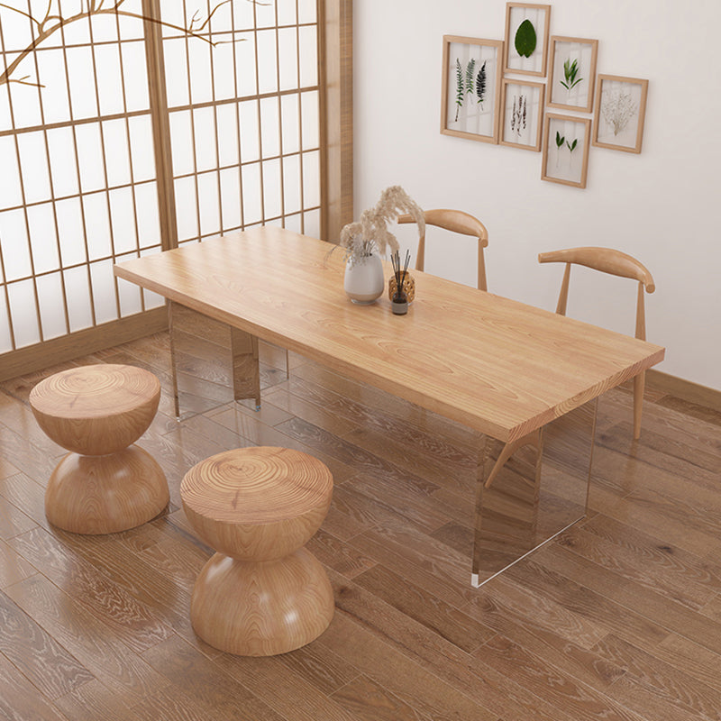 Modern Pine Solid Wood Table Rectangle Dining Table with Acrylic Double Pedestal for Restaurant Clearhalo ' dining_table' 'Dining Tables & Seating' 'Dining Tables' 'furn' 'furn_dining_table' 'Furniture' 'furniture_dining_table' 'Kitchen & Dining Furniture' 'kitchen&dining_furn' 'kitchen' 'kitchen_dining_table' 3643482