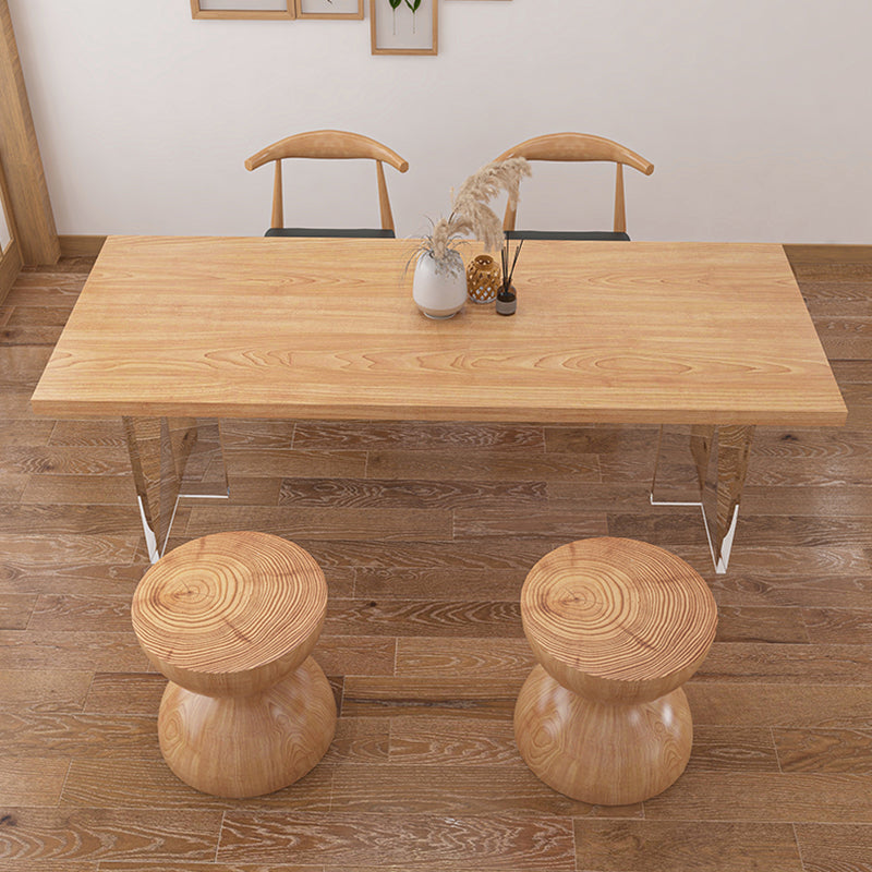 Modern Pine Solid Wood Table Rectangle Dining Table with Acrylic Double Pedestal for Restaurant Clearhalo ' dining_table' 'Dining Tables & Seating' 'Dining Tables' 'furn' 'furn_dining_table' 'Furniture' 'furniture_dining_table' 'Kitchen & Dining Furniture' 'kitchen&dining_furn' 'kitchen' 'kitchen_dining_table' 3643484