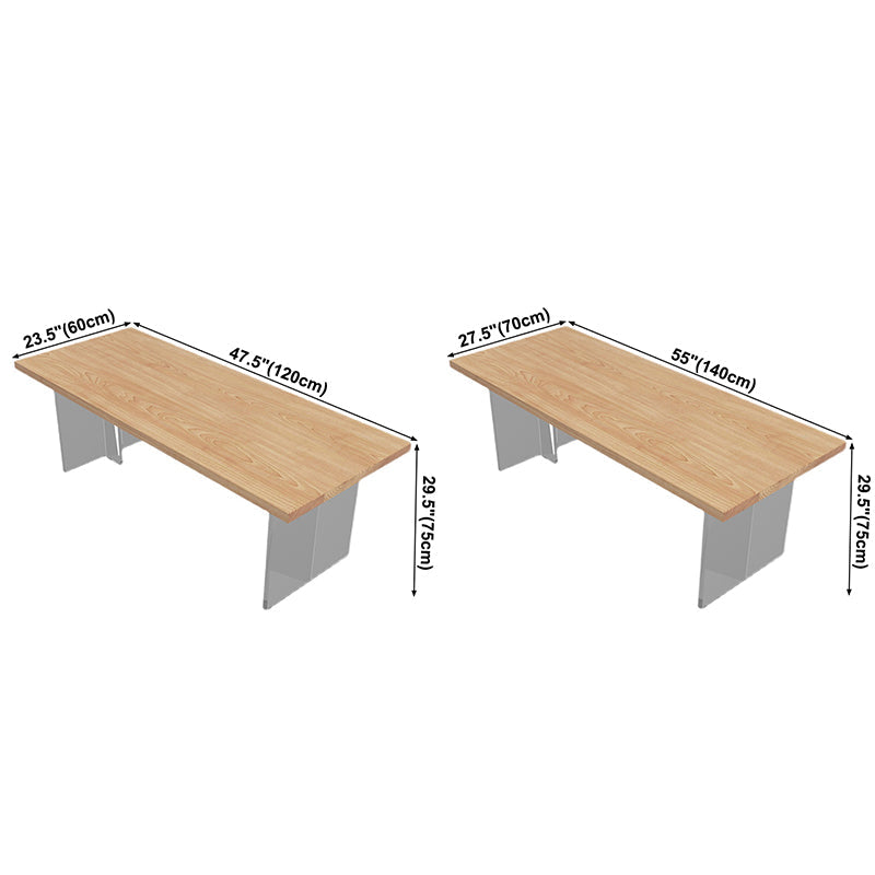 Modern Pine Solid Wood Table Rectangle Dining Table with Acrylic Double Pedestal for Restaurant Clearhalo ' dining_table' 'Dining Tables & Seating' 'Dining Tables' 'furn' 'furn_dining_table' 'Furniture' 'furniture_dining_table' 'Kitchen & Dining Furniture' 'kitchen&dining_furn' 'kitchen' 'kitchen_dining_table' 3643490