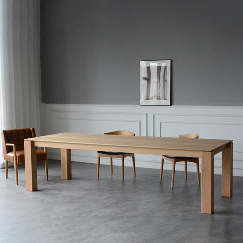 White Oak Solid Wood Top Dining Table Rectangle Table with Wooden Base and 4 Legs Without Chairs Clearhalo ' dining_table' 'Dining Tables & Seating' 'Dining Tables' 'furn' 'furn_dining_table' 'Furniture' 'furniture_dining_table' 'Kitchen & Dining Furniture' 'kitchen&dining_furn' 'kitchen' 'kitchen_dining_table' 3643491