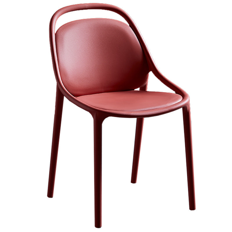 Contemporary Style Stackable Dining Chair Plastic Open Back Side Chair Red 1 Piece Clearhalo ' kitchen&dining_furn' 'Dining Chairs' 'Dining Tables & Seating' 'dining_chair' 'furn' 'furn_dining_chair' 'Furniture' 'furniture_dining_chair' 'Kitchen & Dining Furniture' 'kitchen' 3643514