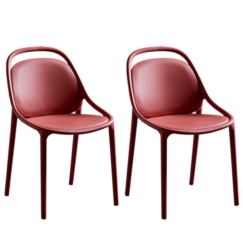 Contemporary Style Stackable Dining Chair Plastic Open Back Side Chair Red 2 Piece Set Clearhalo ' kitchen&dining_furn' 'Dining Chairs' 'Dining Tables & Seating' 'dining_chair' 'furn' 'furn_dining_chair' 'Furniture' 'furniture_dining_chair' 'Kitchen & Dining Furniture' 'kitchen' 3643516