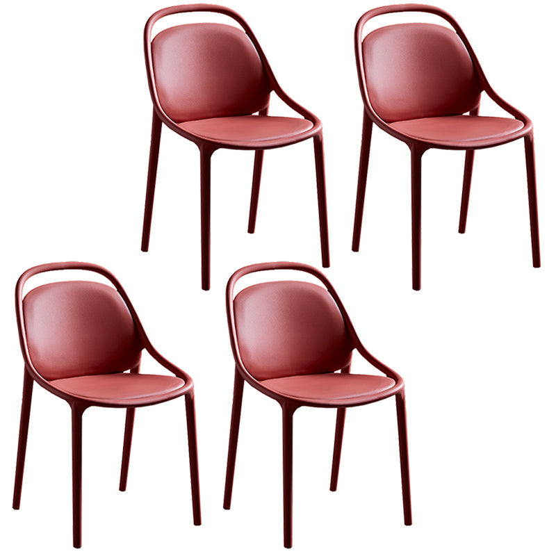 Contemporary Style Stackable Dining Chair Plastic Open Back Side Chair Red 4 Piece Set Clearhalo ' kitchen&dining_furn' 'Dining Chairs' 'Dining Tables & Seating' 'dining_chair' 'furn' 'furn_dining_chair' 'Furniture' 'furniture_dining_chair' 'Kitchen & Dining Furniture' 'kitchen' 3643519