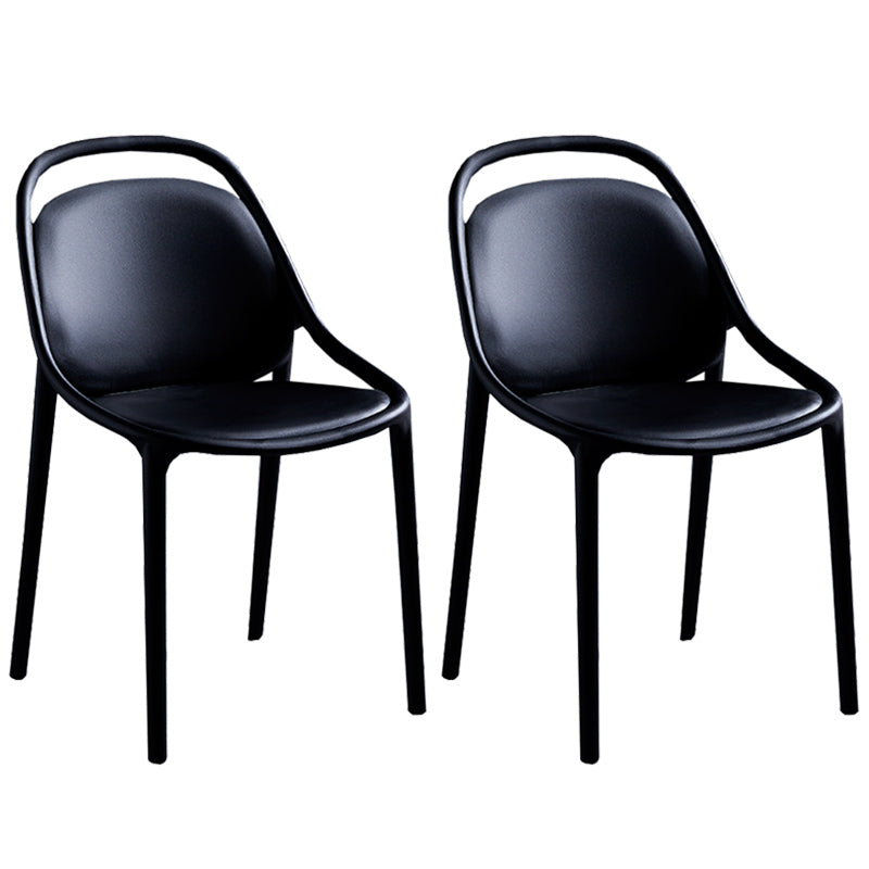 Contemporary Style Stackable Dining Chair Plastic Open Back Side Chair Black 2 Piece Set Clearhalo ' kitchen&dining_furn' 'Dining Chairs' 'Dining Tables & Seating' 'dining_chair' 'furn' 'furn_dining_chair' 'Furniture' 'furniture_dining_chair' 'Kitchen & Dining Furniture' 'kitchen' 3643522