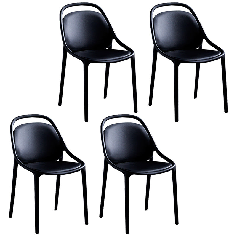 Contemporary Style Stackable Dining Chair Plastic Open Back Side Chair Black 4 Piece Set Clearhalo ' kitchen&dining_furn' 'Dining Chairs' 'Dining Tables & Seating' 'dining_chair' 'furn' 'furn_dining_chair' 'Furniture' 'furniture_dining_chair' 'Kitchen & Dining Furniture' 'kitchen' 3643523