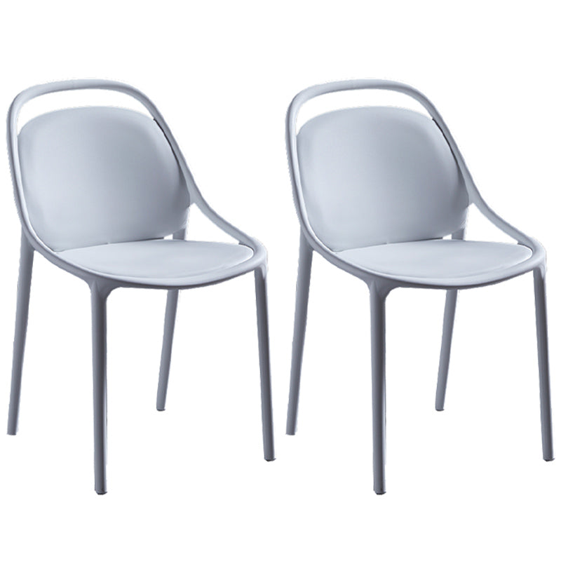 Contemporary Style Stackable Dining Chair Plastic Open Back Side Chair White 2 Piece Set Clearhalo ' kitchen&dining_furn' 'Dining Chairs' 'Dining Tables & Seating' 'dining_chair' 'furn' 'furn_dining_chair' 'Furniture' 'furniture_dining_chair' 'Kitchen & Dining Furniture' 'kitchen' 3643525