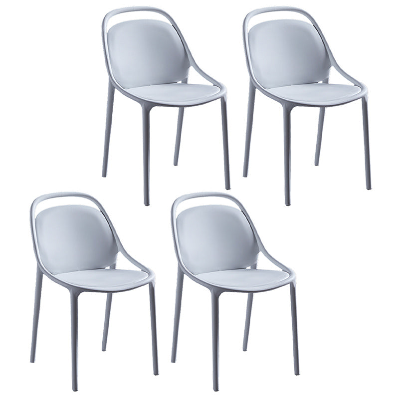 Contemporary Style Stackable Dining Chair Plastic Open Back Side Chair White 4 Piece Set Clearhalo ' kitchen&dining_furn' 'Dining Chairs' 'Dining Tables & Seating' 'dining_chair' 'furn' 'furn_dining_chair' 'Furniture' 'furniture_dining_chair' 'Kitchen & Dining Furniture' 'kitchen' 3643526