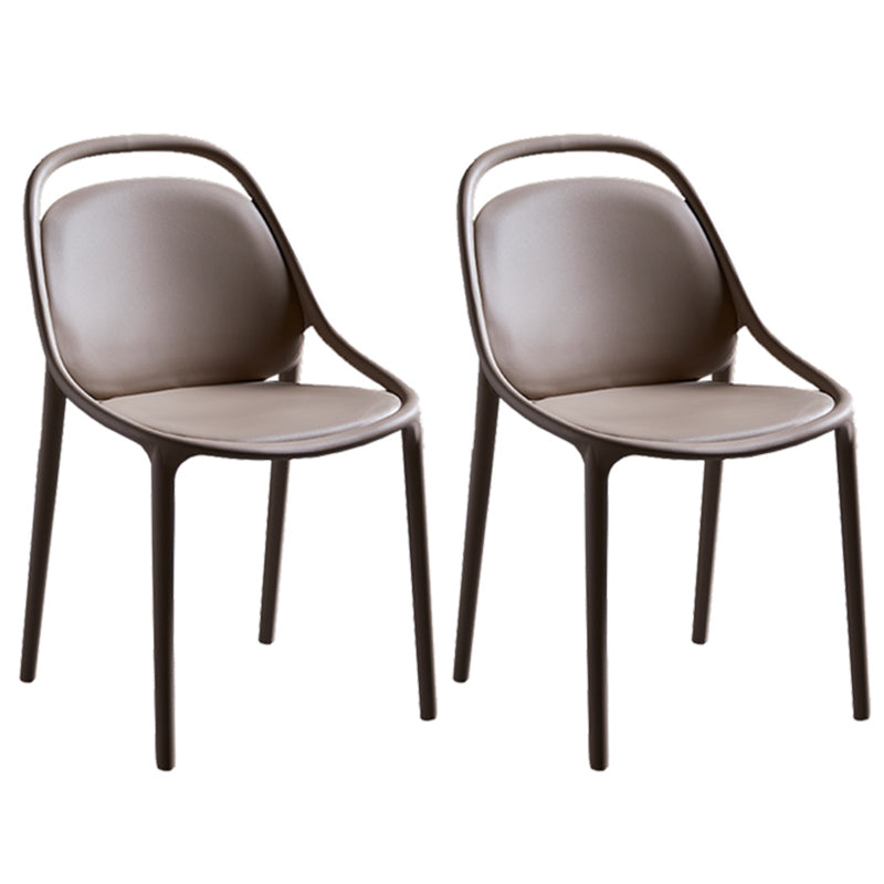 Contemporary Style Stackable Dining Chair Plastic Open Back Side Chair Brown 2 Piece Set Clearhalo ' kitchen&dining_furn' 'Dining Chairs' 'Dining Tables & Seating' 'dining_chair' 'furn' 'furn_dining_chair' 'Furniture' 'furniture_dining_chair' 'Kitchen & Dining Furniture' 'kitchen' 3643531