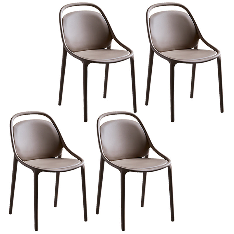 Contemporary Style Stackable Dining Chair Plastic Open Back Side Chair Brown 4 Piece Set Clearhalo ' kitchen&dining_furn' 'Dining Chairs' 'Dining Tables & Seating' 'dining_chair' 'furn' 'furn_dining_chair' 'Furniture' 'furniture_dining_chair' 'Kitchen & Dining Furniture' 'kitchen' 3643532