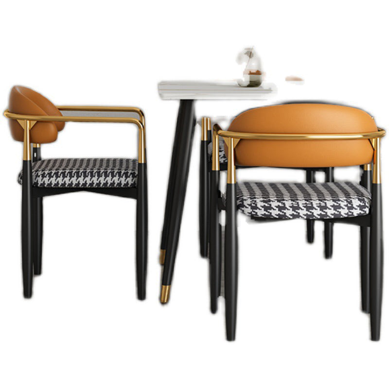 Metal Nordic Dining Arm Chair Home Side Chair Open Back Dining Side Chair Clearhalo ' kitchen&dining_furn' 'Dining Chairs' 'Dining Tables & Seating' 'dining_chair' 'furn' 'furn_dining_chair' 'Furniture' 'furniture_dining_chair' 'Kitchen & Dining Furniture' 'kitchen' 3643572