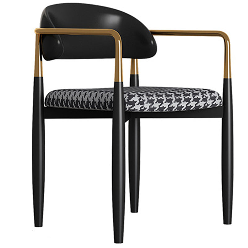 Metal Nordic Dining Arm Chair Home Side Chair Open Back Dining Side Chair Black Black 1 Piece Clearhalo ' kitchen&dining_furn' 'Dining Chairs' 'Dining Tables & Seating' 'dining_chair' 'furn' 'furn_dining_chair' 'Furniture' 'furniture_dining_chair' 'Kitchen & Dining Furniture' 'kitchen' 3643576